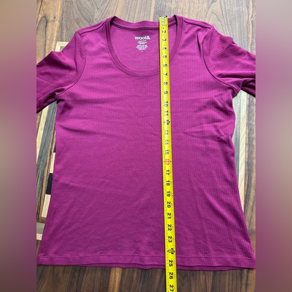 Wool& (Beetroot!) Celine Ribbed Elbow Sleeve Tee - Picture 4 of 6